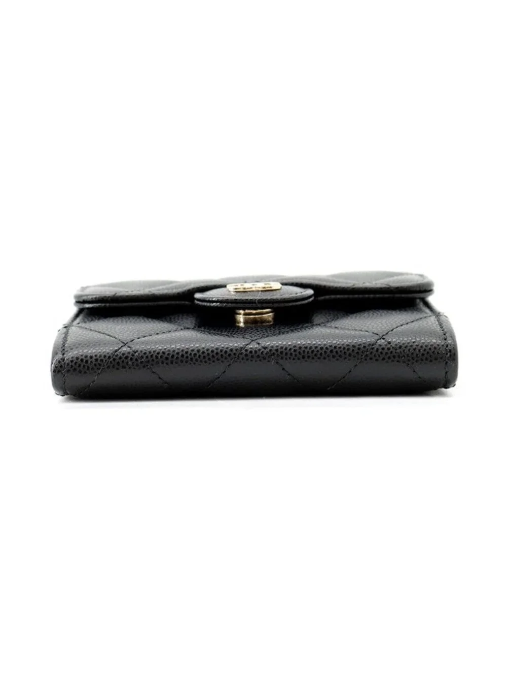 Chanel Chain Wallet Quilted CC Logo Mini Caviar Leather Black Shoulder